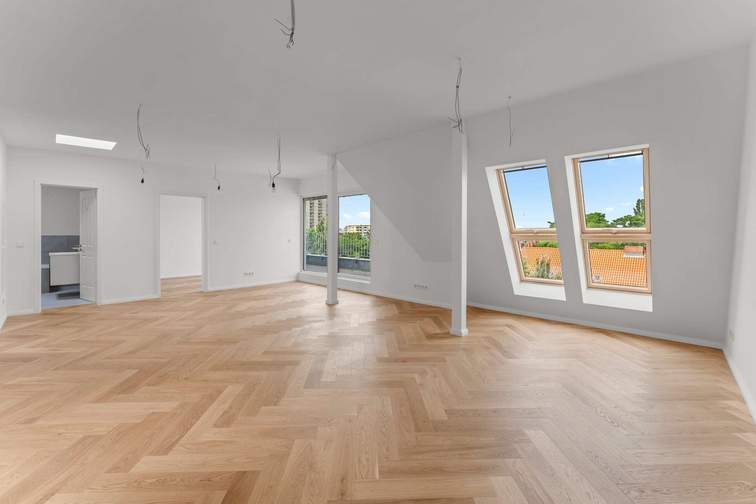 Living room, open-plan kitchen