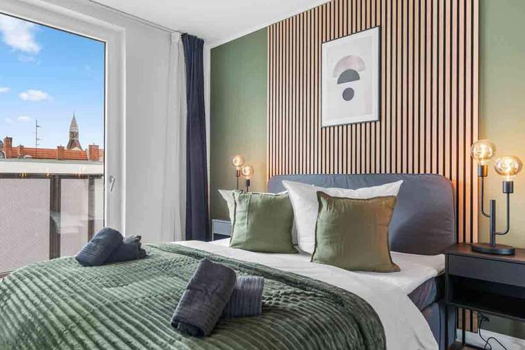 Schlafzimmer Musterwohnung als Wohnbeispiel