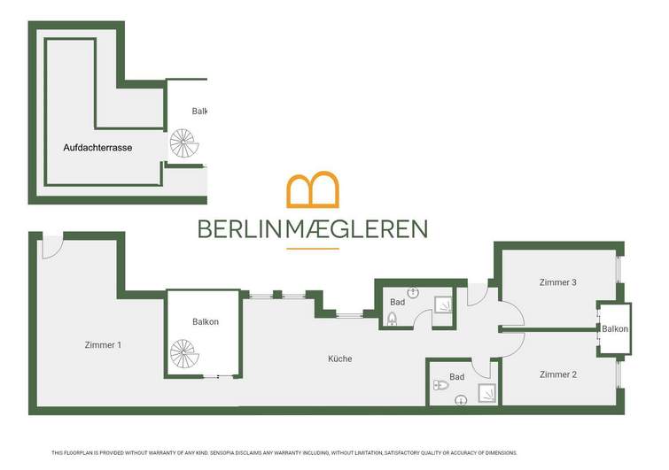 Grundriss mit Aufdachterrasse