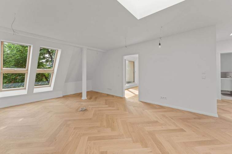 Living room, open-plan kitchen