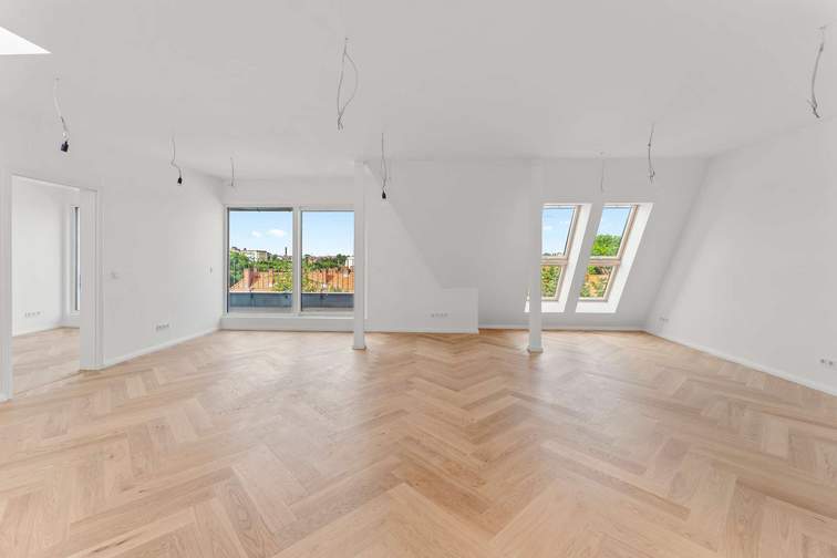 Living room, open-plan kitchen